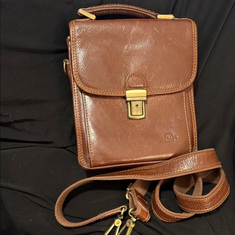 Etrier men's shoulder bag cognac, brown Leather Messenger Bag